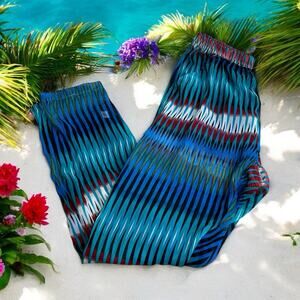 Echo Sheer Beach Pants Sz Small Geometric Colorful Swimsuit Cover Up Pockets